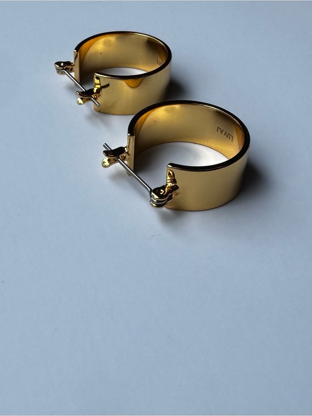 Luv Aj Gold Wide Hoop Hinge Earrings